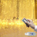 Светодиодная гирлянда штора роса 3х2 с пультом и USB Теплый Белый