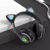 Беспроводные Bluetooth наушники AKS-28 с микрофоном и LED RGB подсветкой кошачьи ушки