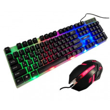 Набор геймерский Клавиатура компьютерная проводная K01 с LED RGB подсветкой + мышка
