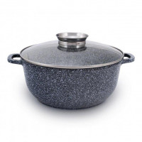 Казан круглый со стеклянной крышкой 24см UNIQUE UN-5216 4.3л с гранитным покрытием
