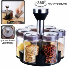 Карусель для специй с набором стеклянных баночек 6 шт. SpiceKit OT-108-7 Органайзер-спецовница с вращением