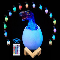Детский светильник SUNROZ 3D Dinosaur Lamp лампа-ночник "Динозаврик в яйце" с пультом ДУ