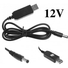 Кабель питания USB - DC 5.5 x 2.1 мм c преобразователем 5v - 12v для роутеров (1 м)