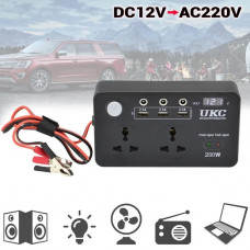 Преобразователь напряжения DC12V в AC220V автомобильный инвертор UKC с максимальной нагрузкой 200W