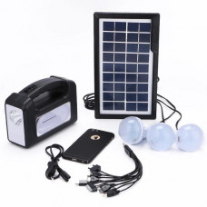 Портативная система освещения GDPlus GD-7 Фонарь + 3 LED лампы + солнечная панель 4000 mAh