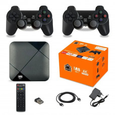 Игровая ТВ-приставка M8 mini 4K на Android TV со встроенным эмулятором ретро-игр и джойстиками