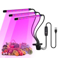 Светодиодная фитолампа для комнатных растений с таймером тройная GreenLand 30W LK202309-30