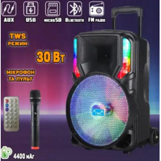 Переносная акустическая система MEGAFOX GZ-612 (12"x1) (30W) (Беспроводной микрофон + пульт) 3000 mAh