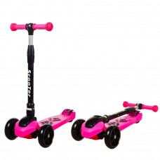 Детский самокат Smart Scooter со светящимися широкими PU колесами 130мм Малиновый, от 2-10 лет Sf508c