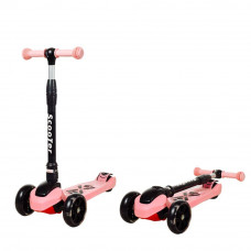 Детский самокат Smart Scooter со светящимися широкими PU колесами 130мм Розовый, от 2-10 лет sf508pink
