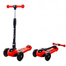 Детский самокат Smart Scooter со светящимися широкими PU колесами 130мм Красный , от 2-10 лет Sf508b