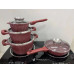 Набор кастрюль с гранитным покрытием Higher kitchen НК-315 Красный