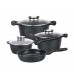 Набор кастрюль с гранитным покрытием Higher kitchen НК-315 Черный Набор кастрюль с гранитным покрытием Higher kitchen НК-315 Черный