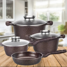 Набор кастрюль с гранитным покрытием Higher kitchen НК-315 Коричневый