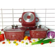 Набор кастрюль с гранитным покрытием Higher kitchen НК-302 Красный