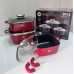 Набор кастрюль с гранитным покрытием Higher kitchen НК-302 Красный