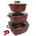 Набор кастрюль с гранитным покрытием Higher kitchen НК-302 Красный