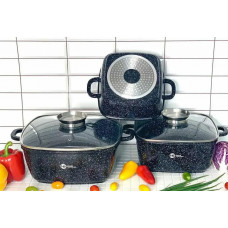 Набор кастрюль с гранитным покрытием Higher kitchen НК-302 Черный