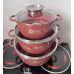 Набор кастрюль с гранитным покрытием Higher kitchen НК-301 Красный
