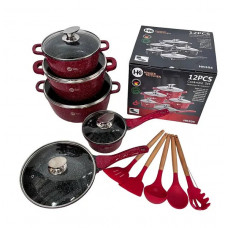 Набор кастрюль с гранитным покрытием Higher kitchen НК-305 Красный