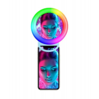 Кольцевая светодиоднная LED лампа RGB разноцветная 11см A4S для фото и видеосъемки с креплением прищепкой
