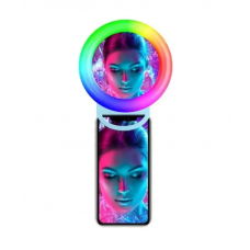 Кольцевая светодиоднная LED лампа RGB разноцветная 11см A4S для фото и видеосъемки с креплением прищепкой