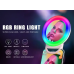 Кольцевая светодиоднная LED лампа RGB разноцветная 11см A4S для фото и видеосъемки с креплением прищепкой