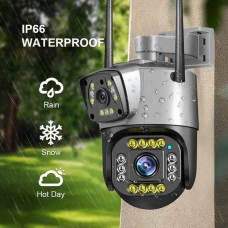 Уличная WIFI камера видеонаблюдения с двумя объективами Smart PTZ 2/2Mп, APP V380Pro, ночная съёмка