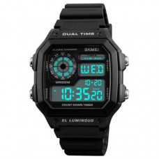 Мужские часы водостойкие с подсветкой Skmei 1299BK Black, наручные часы противоударные