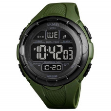 Тактические мужские часы Skmei 1656GN Army Green водостойкие наручные кварцевые противоударные