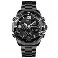 Мужские наручные часы электронные противоударные водостойкие Skmei 1649BK Black DualTime