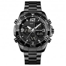 Мужские наручные часы электронные противоударные водостойкие Skmei 1649BK Black DualTime