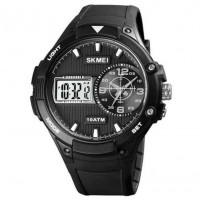 Мужские наручные тактические часы противоударные водостойкие Skmei 1761BKWT Black-White
