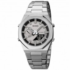 Мужские наручные часы электронные противоударные водостойкие Skmei 1816SIBK Silver-Black