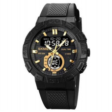 Наручные мужские тактические часы противоударные с подсветкой Skmei 1881GDBK Gold-Black