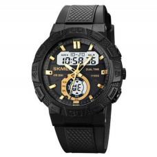 Наручные мужские тактические часы противоударные с подсветкой Skmei 1881GDWT Gold-White