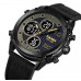 Наручные мужские тактические часы противоударные с подсветкой Skmei 1975LBKBK Black/Black-Leather