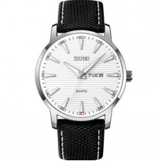 Наручные мужские часы противоударные водостойкие с подсветкой Skmei 9303SIBK Silver/Black