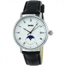 Наручные мужские часы противоударные водостойкие с подсветкой Skmei 9308SIBK Silver/Black