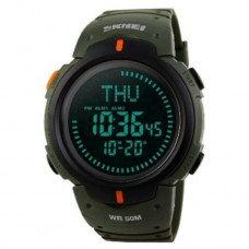 Наручные часы с подсветкой противоударные тактические Skmei 1231AG Army Green Compass