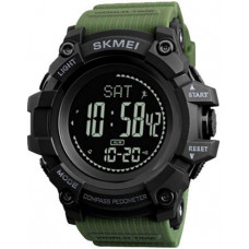 Наручные часы с подсветкой противоударные тактические Skmei 1356AG Army Green Compass