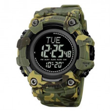 Наручные часы с подсветкой противоударные тактические Skmei 2037CMGN Army Green Camo Compass