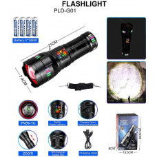 Фонарь ручной NIGHT VISION FLUORESCENCE G01-4PM50-TG, индикация заряда, 4x18650, ЗУ Type-C, zoom, Box