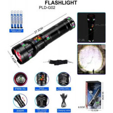Фонарь ручной NIGHT VISION FLUORESCENCE G02-PM50-TG, индикация заряда, 8x18650, ЗУ Type-C, zoom, Box