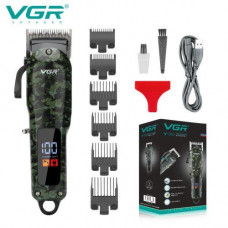 Аккумуляторная машинка для стрижки с дисплеем, 6 насадок, VGR V-665
