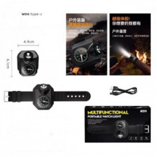 Фонарь на руку W04-LED, Li-Ion аккумулятор, ЗУ Type-C, компас, Box фонарик аккумуляторный