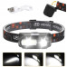 Налобный туристический светодиодный фонарик 1804-LED(red)+COB(white), 1x18650, ЗУ Type-C