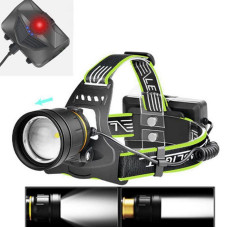 Налобный туристический светодиодный фонарик BL-A12-3-P90, 3x18650, zoom, ЗУ Type-C, Box