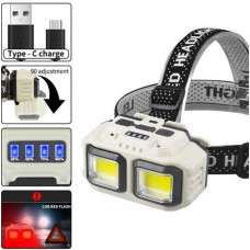 Налобный светодиодный фонарик HX-816S-2COB (white+red), Motion Sensor, Waterproof, 1x18650, ЗУ Type-C, Box