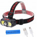 Налобный светодиодный туристический фонарик KX-302-LED+2COB, 1x18650, ЗУ Type-C, Box